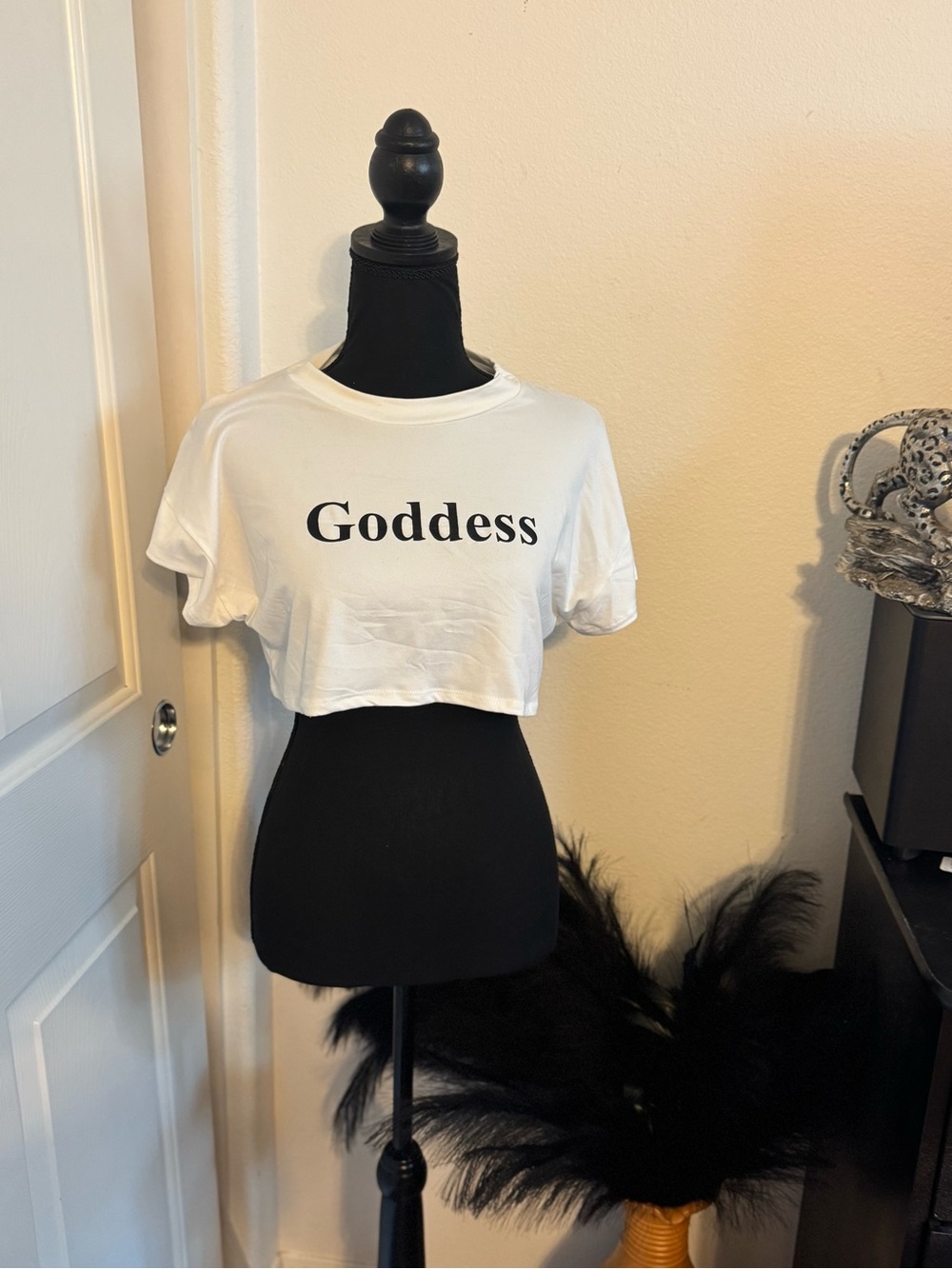 Papaya White 'Goddess' Crop Tee - Women Tops